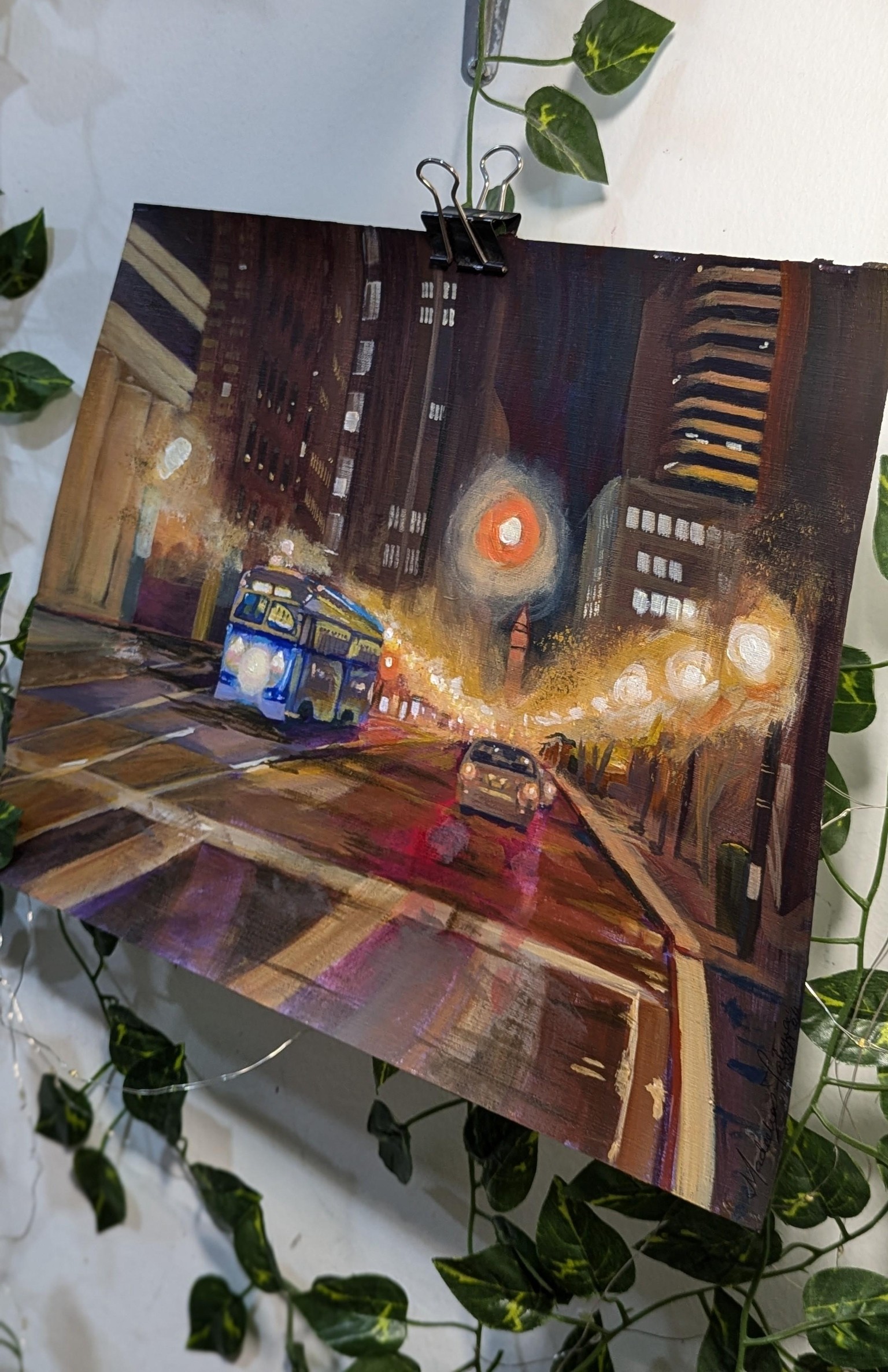 Impressionism -Night Cityscape in Acrylics - image 1 - student project