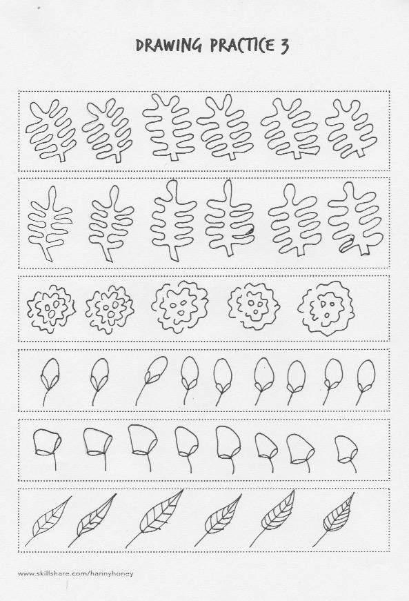 Botanical Line Drawing Practice and Pattern - image 3 - student project