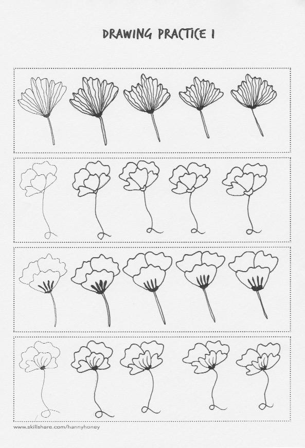 Botanical Line Drawing Practice and Pattern - image 1 - student project