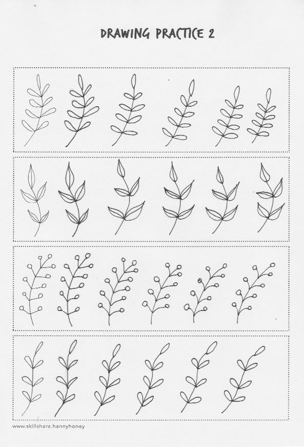 Botanical Line Drawing Practice and Pattern - image 2 - student project