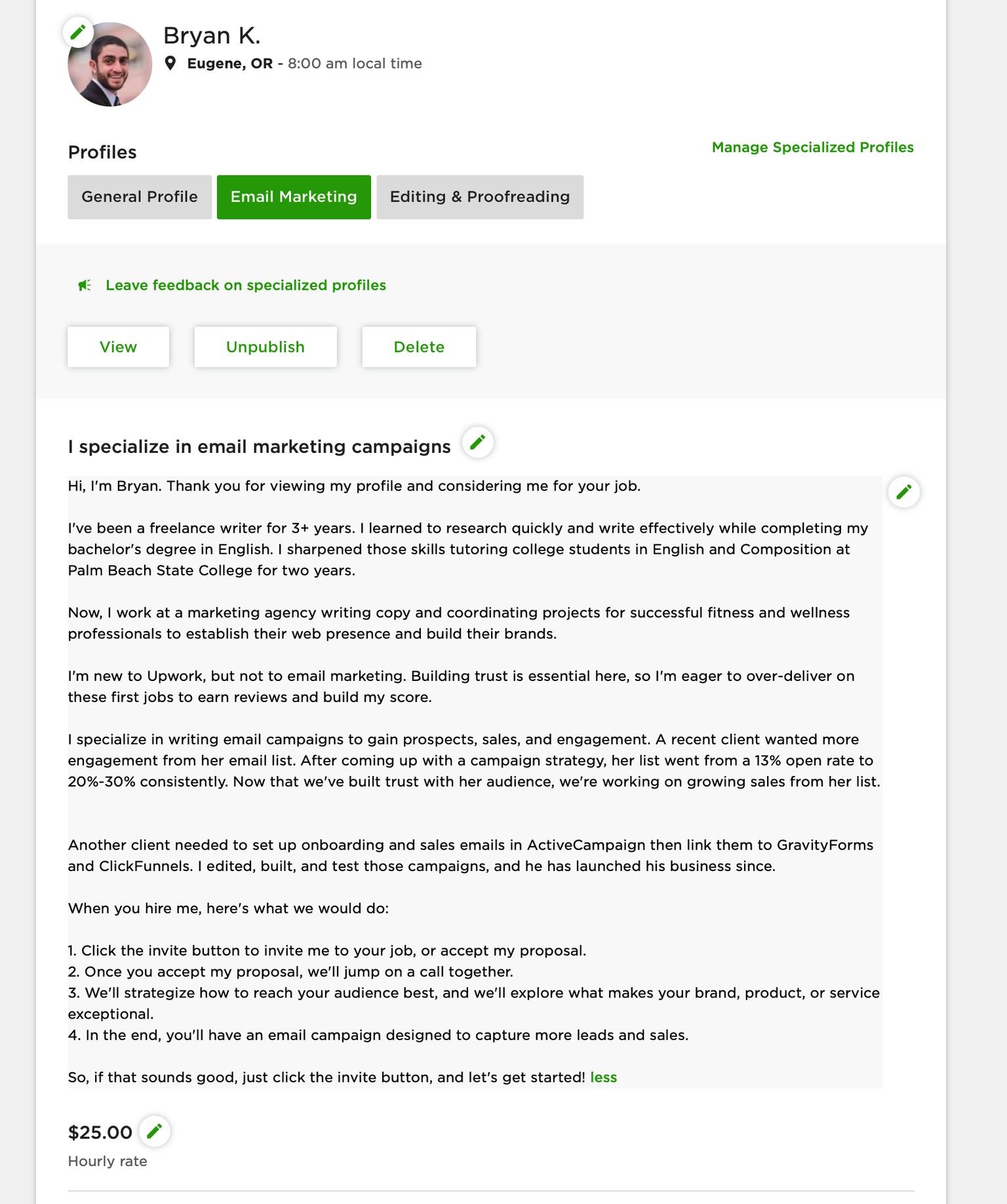 Upwork Profile - image 2 - student project