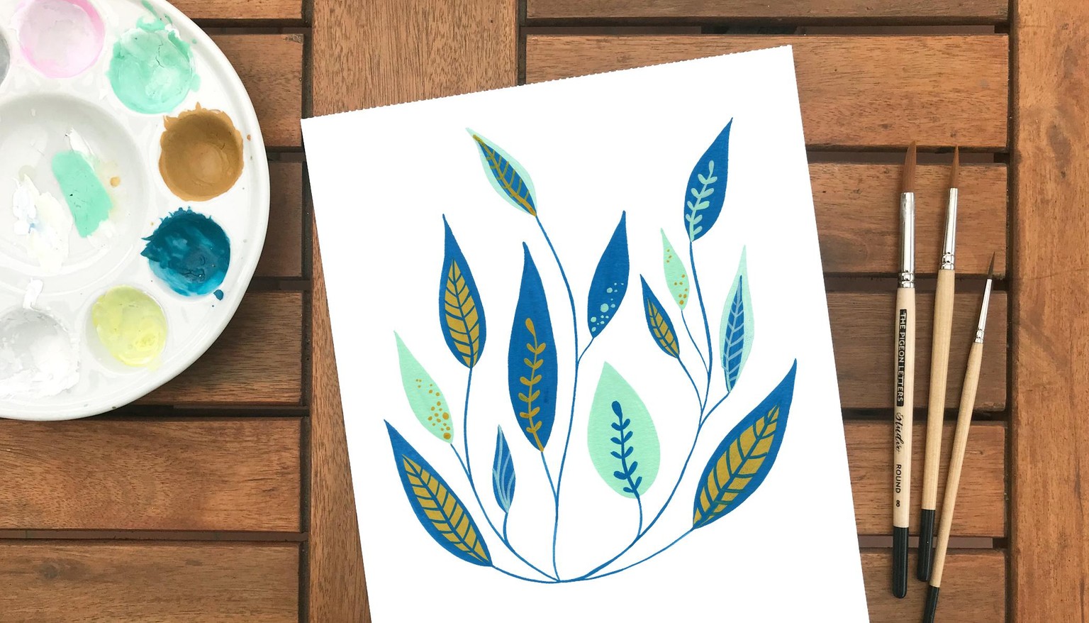 My colorful leaves with gouache - image 1 - student project