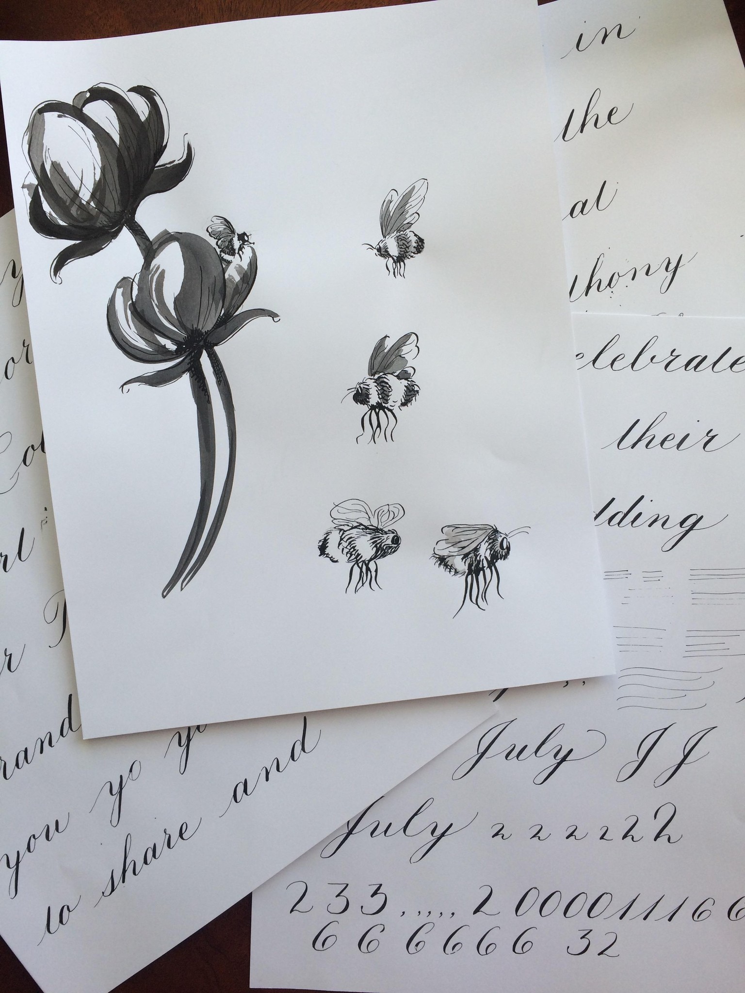 Flowers & Bees Invites - image 2 - student project