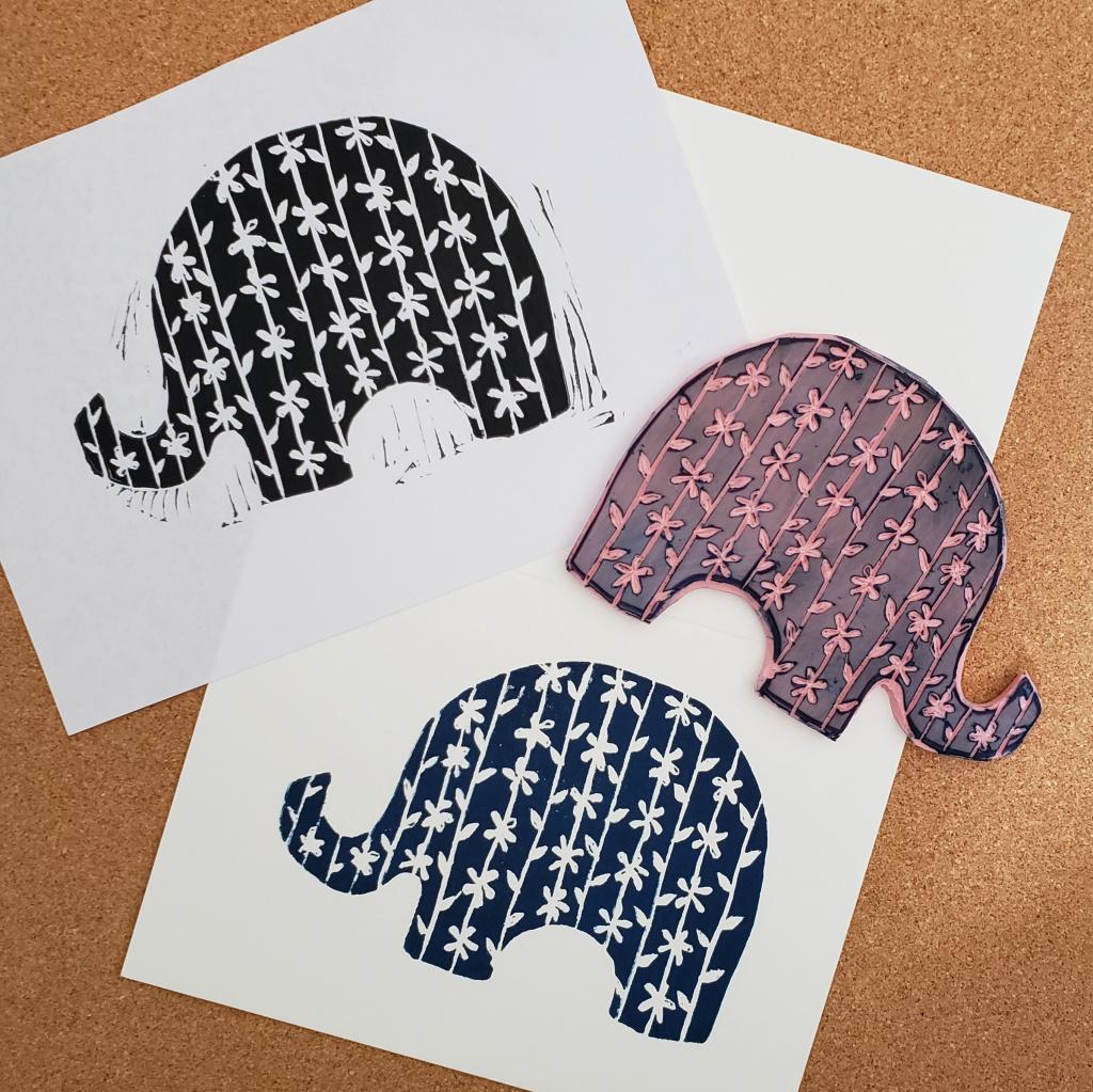 Elephant Lino Print - image 1 - student project
