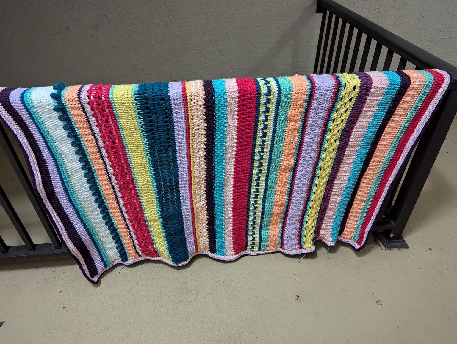Tunisian Pillow w Leftover Yarn - image 3 - student project