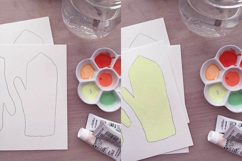 Painting Mittens in Pencil Crayon and Gouache - image 1 - student project