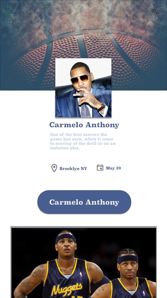 Carmelo Anthony User Profile example - image 2 - student project