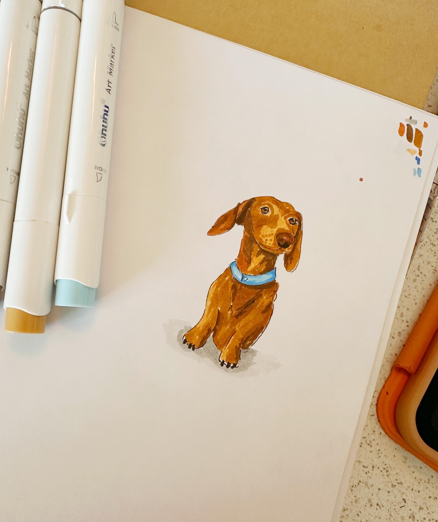 A miniature drawing of a miniature dachshund - image 1 - student project