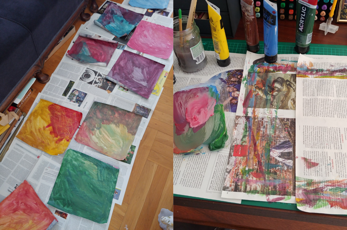 Flower collage with painted papers - image 2 - student project