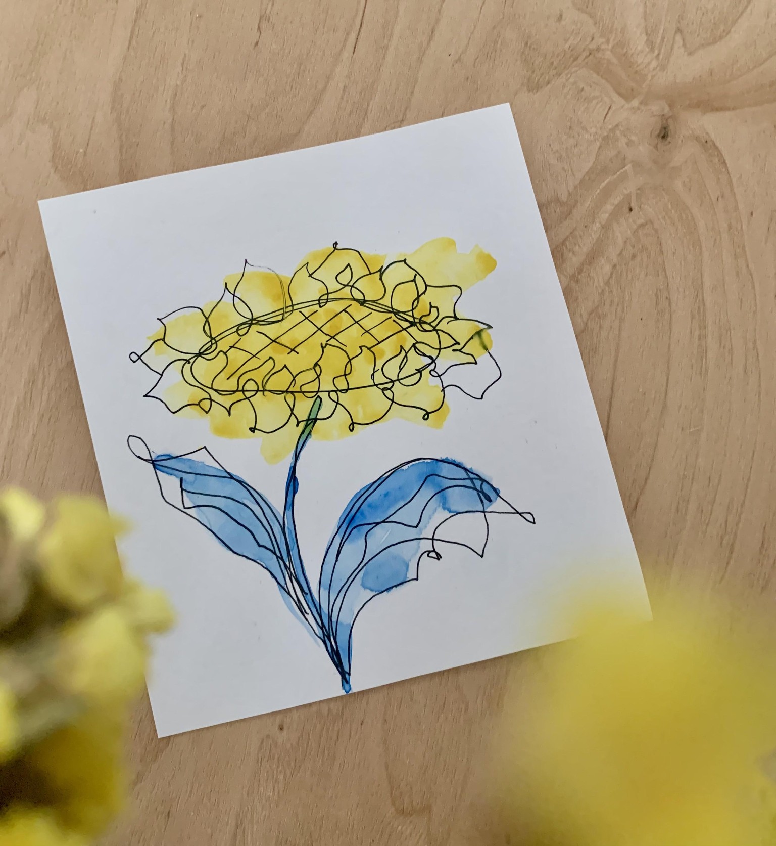 Sunflower in blue and yellow - image 1 - student project