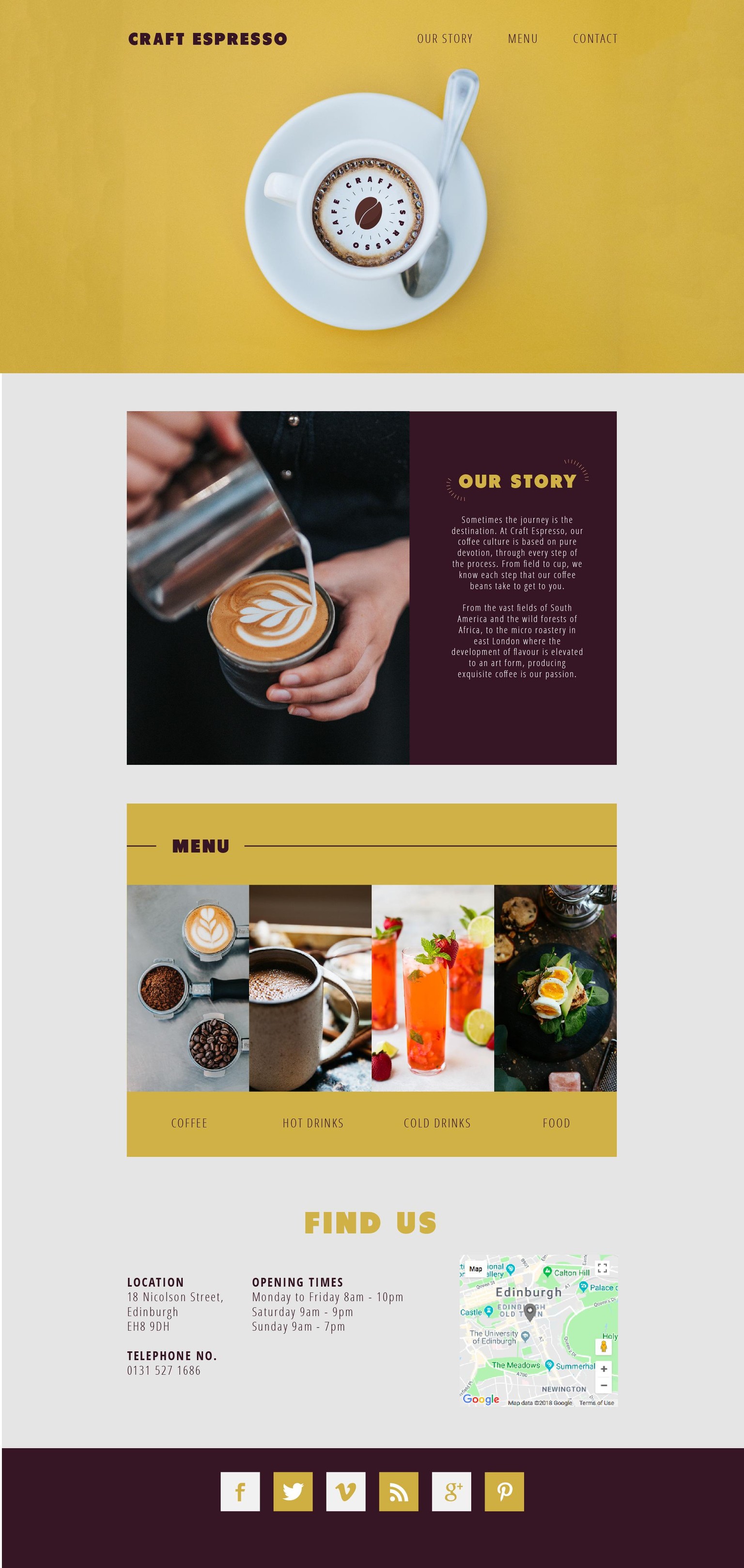 Craft Espresso – UI & Web Design on Illustrator CC - image 3 - student project