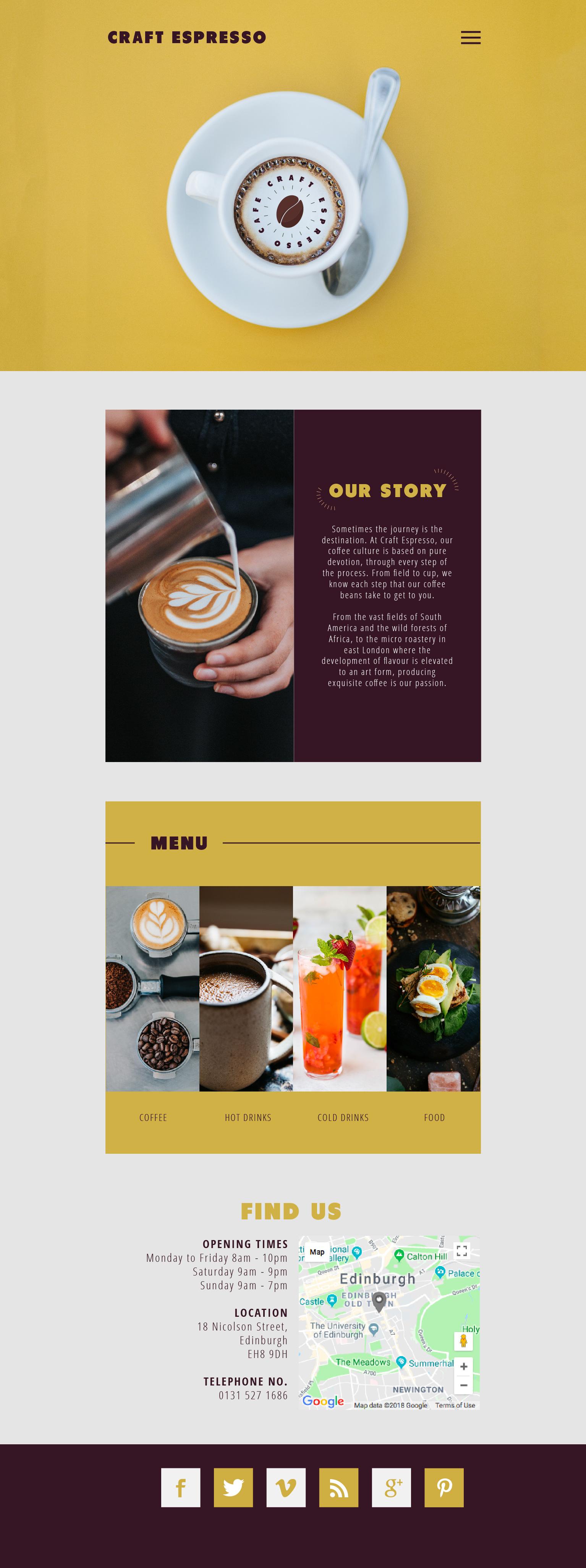 Craft Espresso – UI & Web Design on Illustrator CC - image 4 - student project