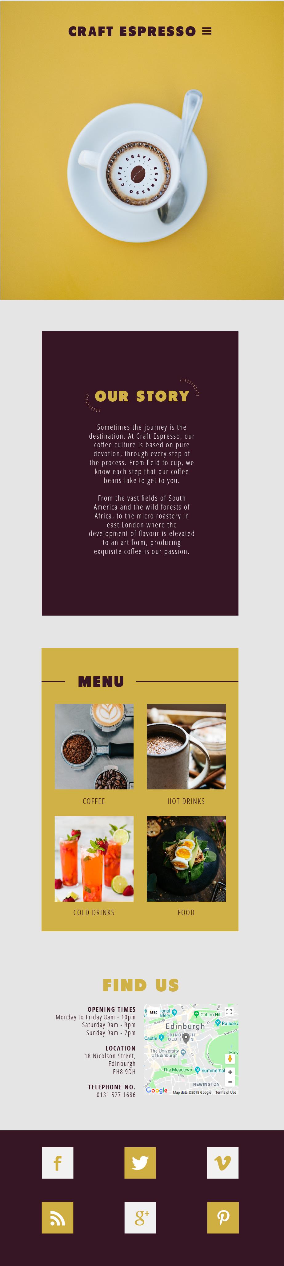 Craft Espresso – UI & Web Design on Illustrator CC - image 5 - student project