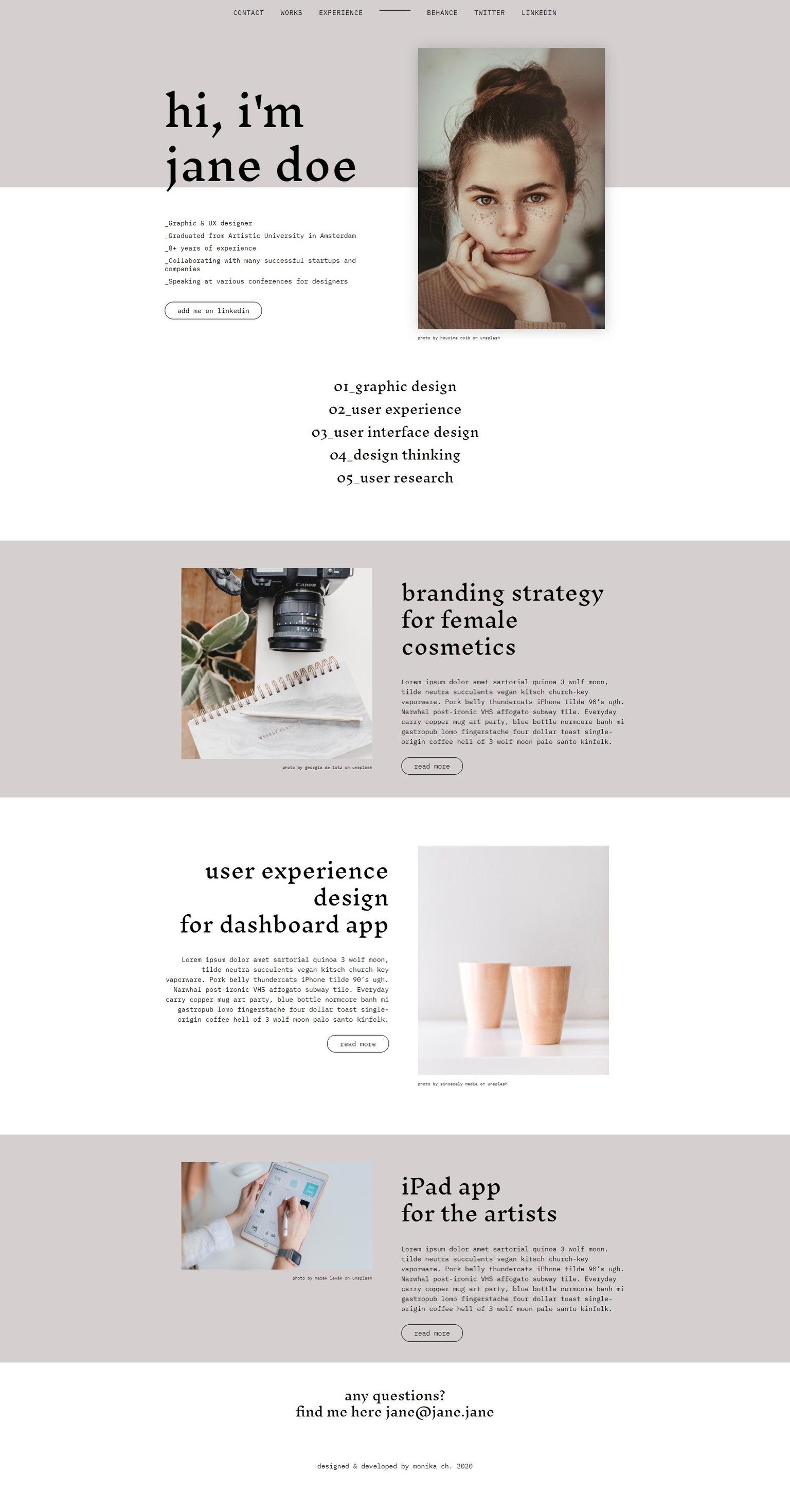 jane's beige portfolio - image 1 - student project