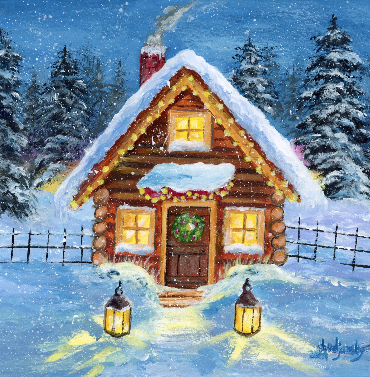 Acrylic Winter Cabin for the Holidays - image 1 - student project