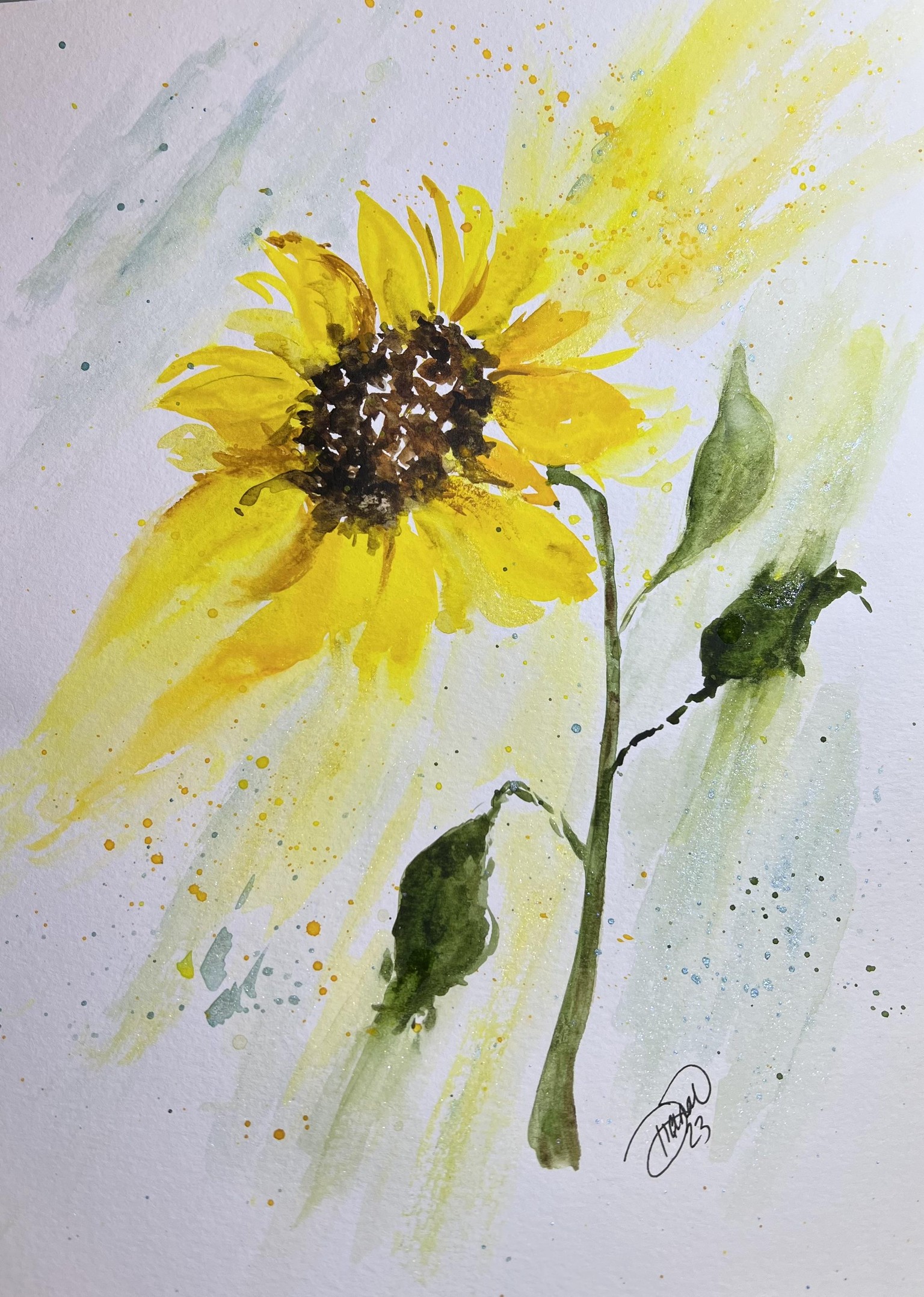 Sunflowers in watercolor - image 1 - student project