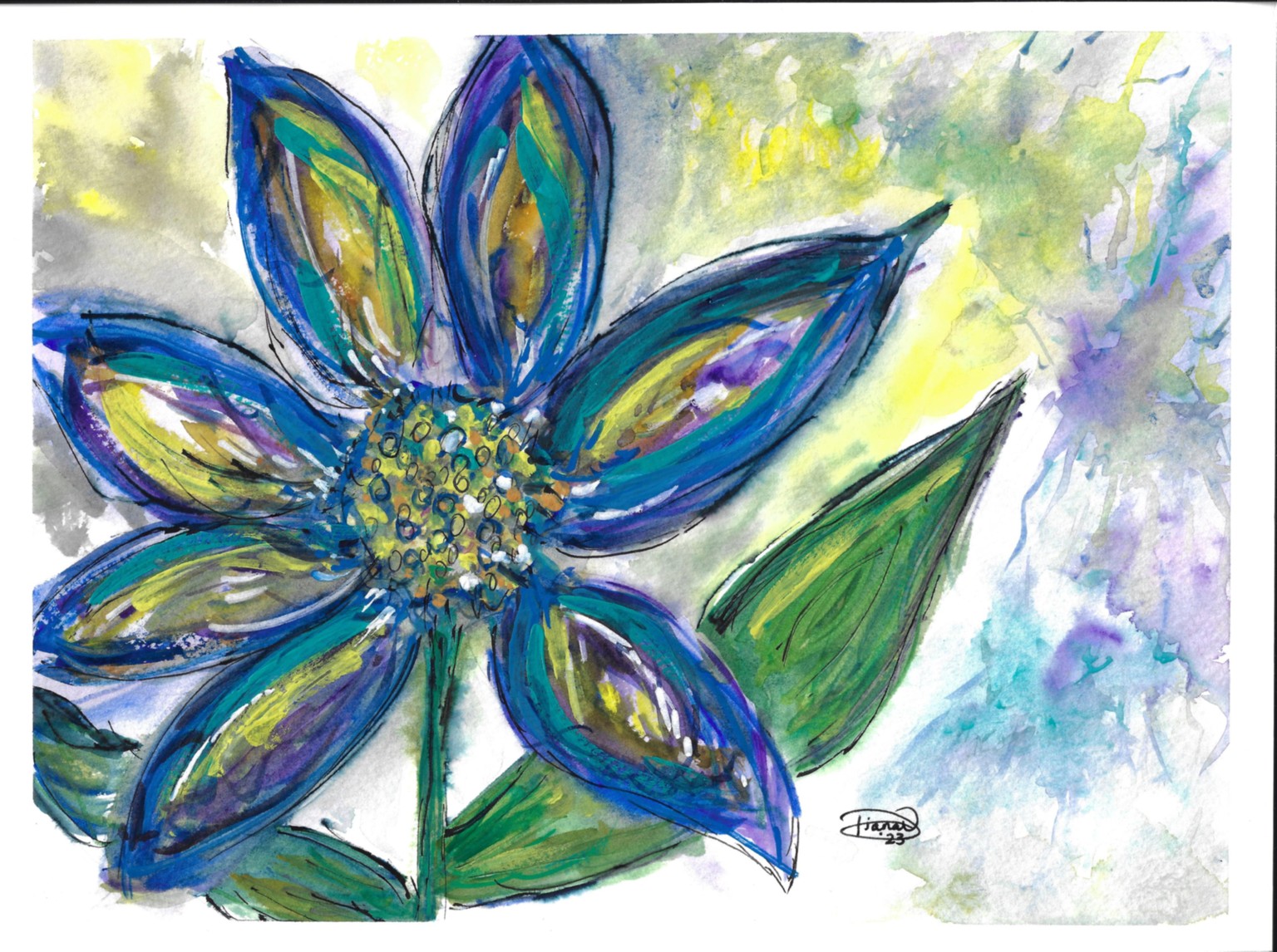 Mixed media flower - image 1 - student project