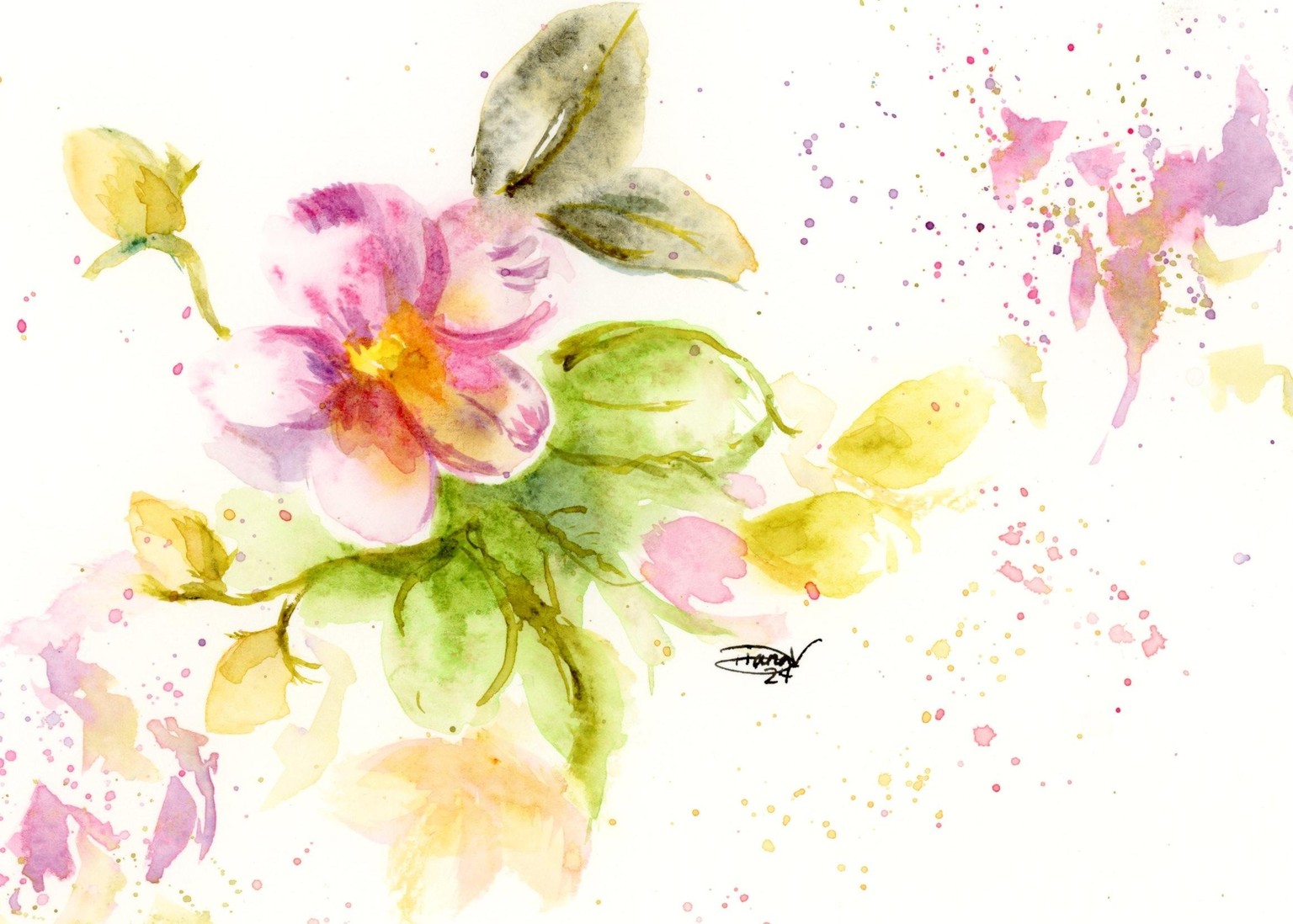 Assortment of Wildflowers in Watercolor - image 1 - student project