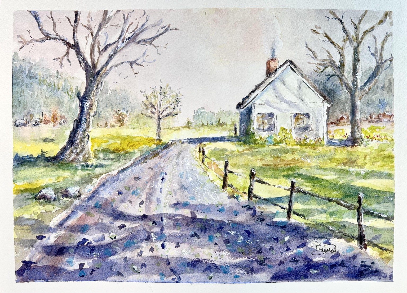 Country Road using simple watercolor techniques - image 1 - student project