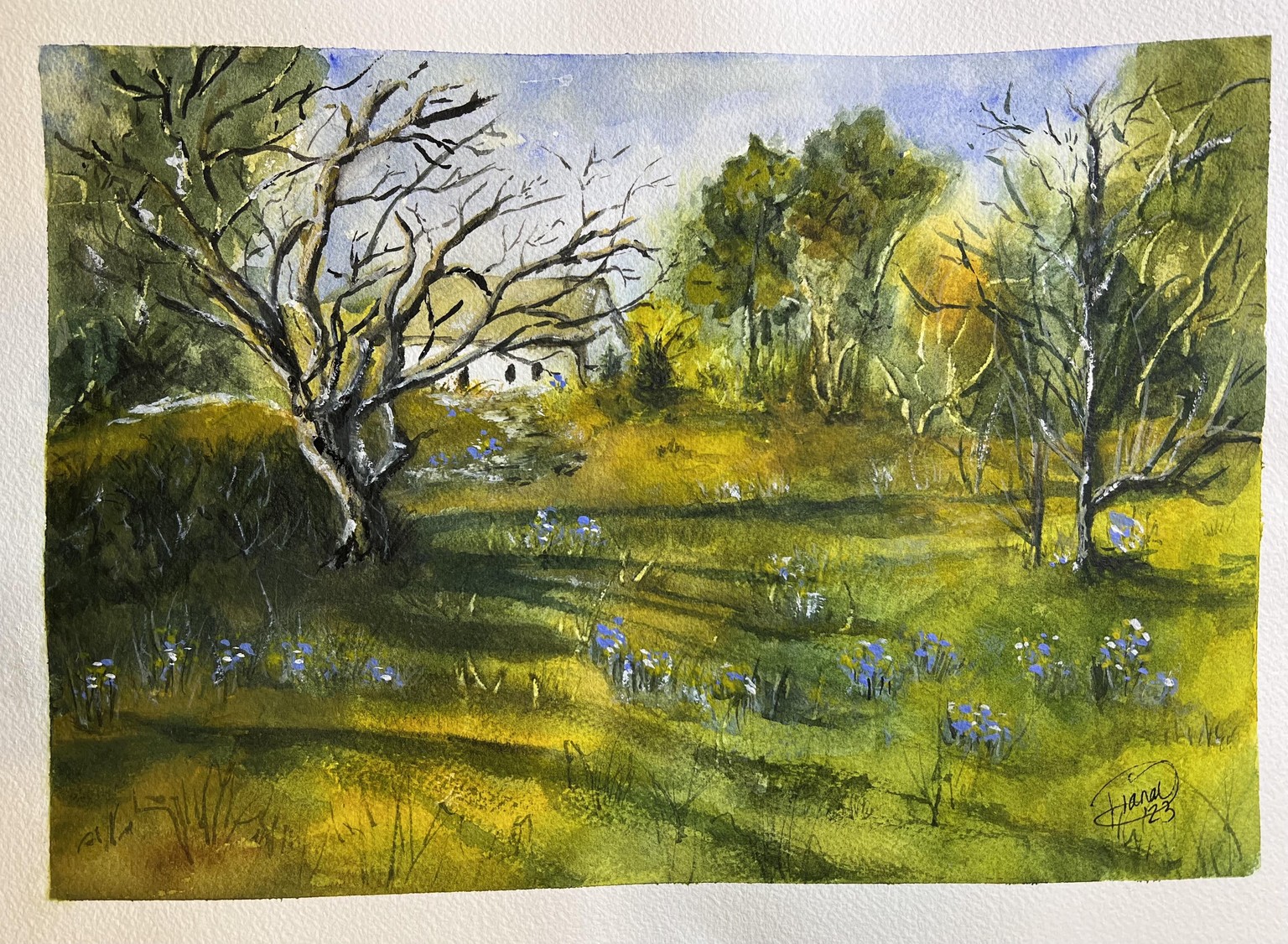Autumn Landscape loose watercolor - image 1 - student project