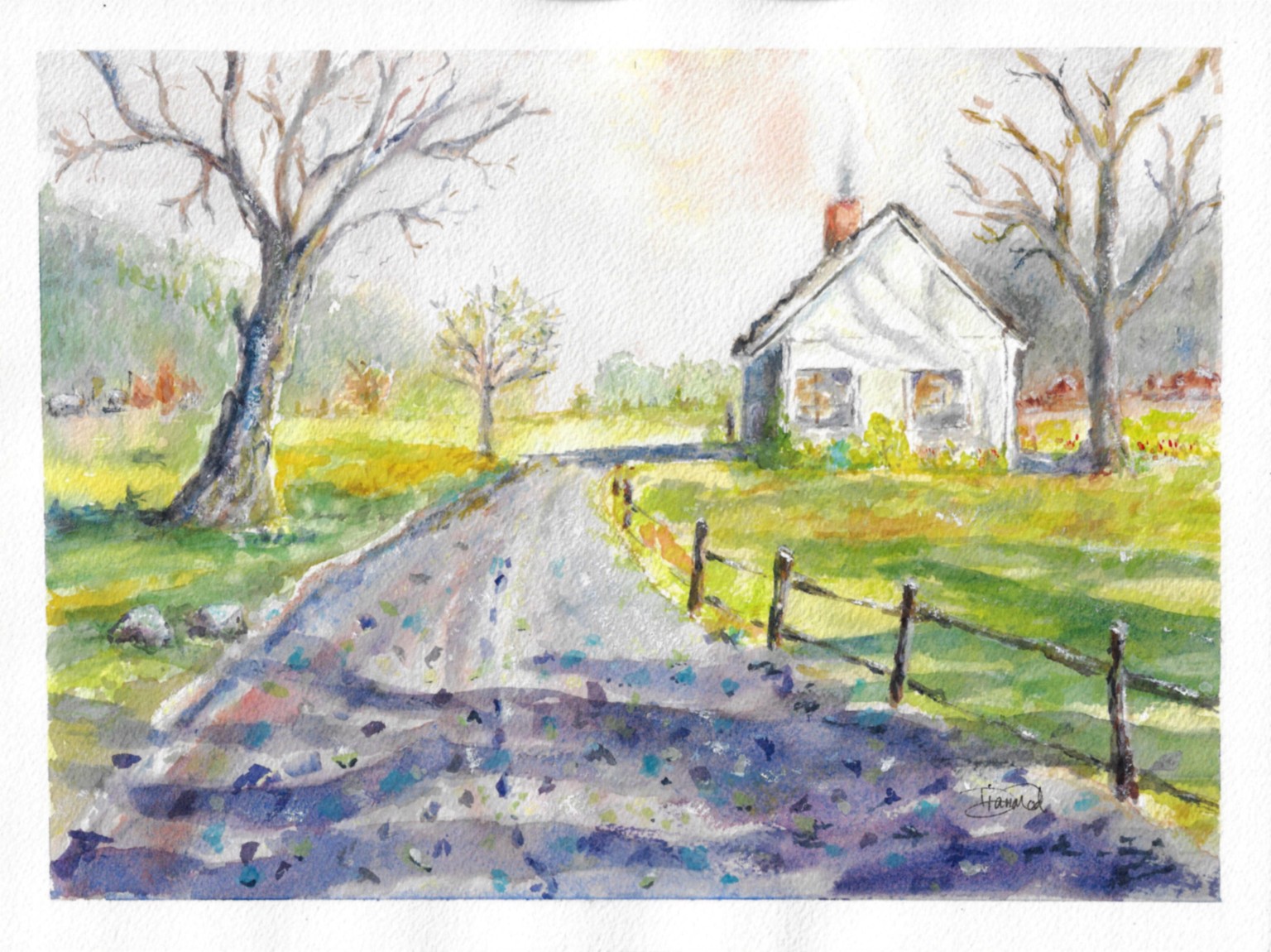 Country Road using simple watercolor techniques - image 2 - student project