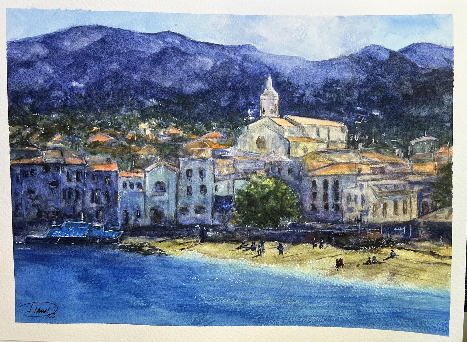 Cadaques Spain Beachfront in watercolor - image 1 - student project