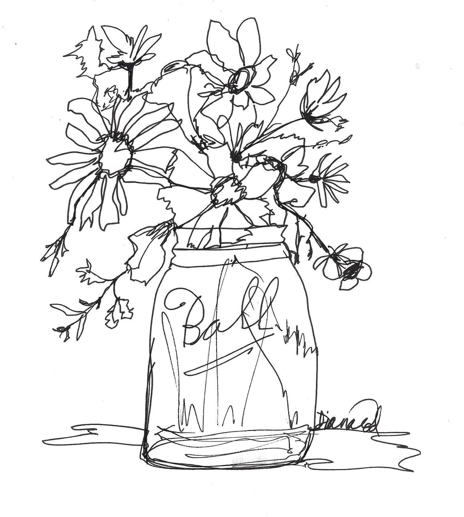 Continuous Line Floral drawings - image 2 - student project