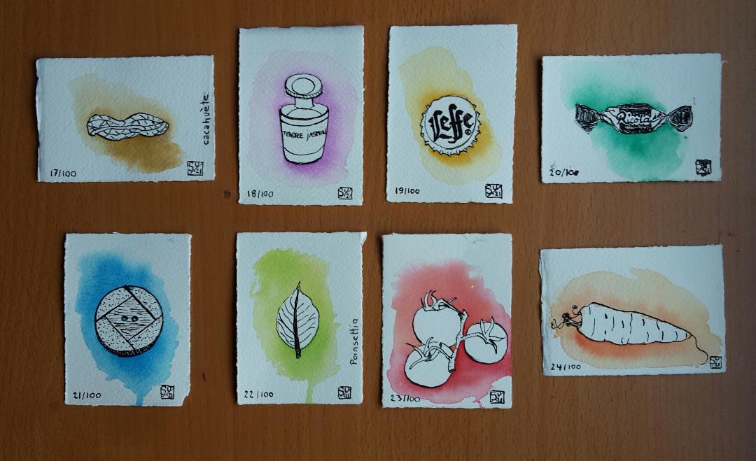 100 watercolor splashes and pen and ink drawings - image 11 - student project