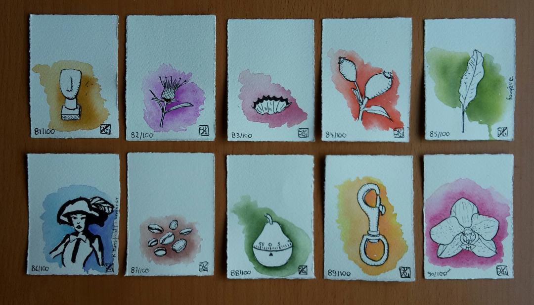 100 watercolor splashes and pen and ink drawings - image 3 - student project