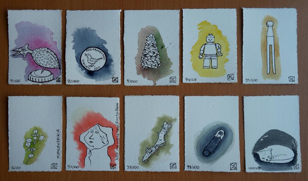 100 watercolor splashes and pen and ink drawings - image 2 - student project