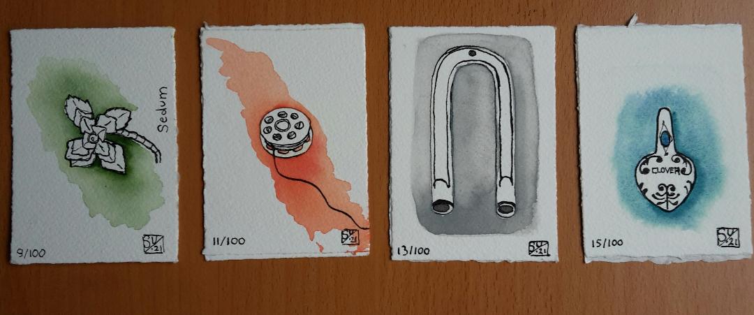 100 watercolor splashes and pen and ink drawings - image 12 - student project