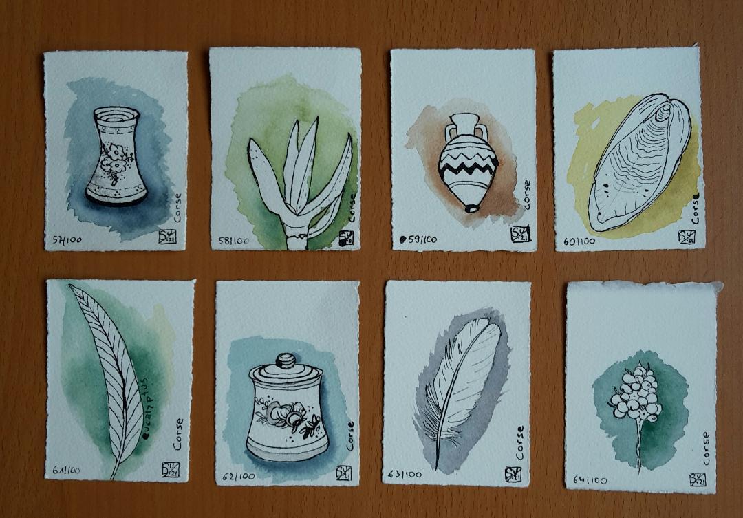 100 watercolor splashes and pen and ink drawings - image 7 - student project