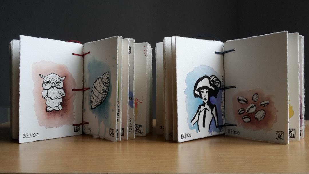 100 watercolor splashes and pen and ink drawings - image 1 - student project