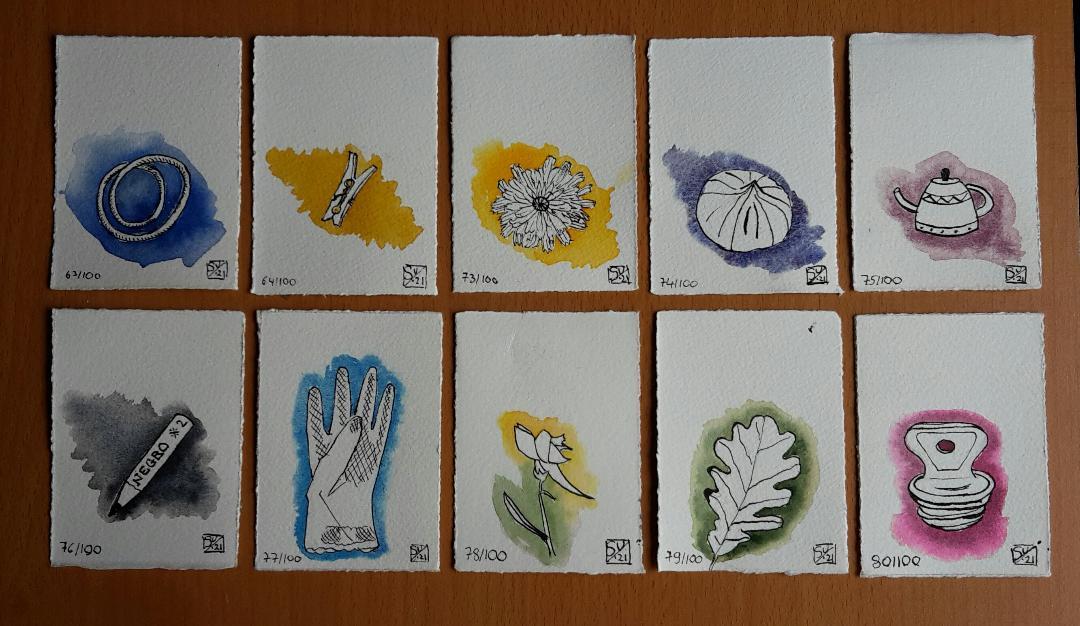 100 watercolor splashes and pen and ink drawings - image 4 - student project