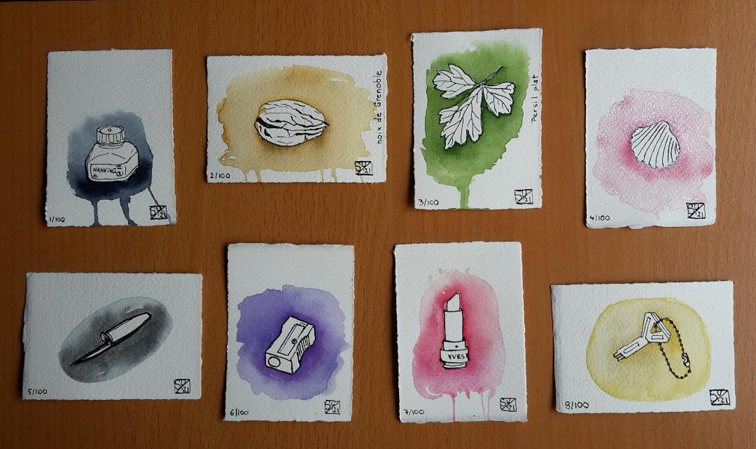 100 watercolor splashes and pen and ink drawings - image 14 - student project