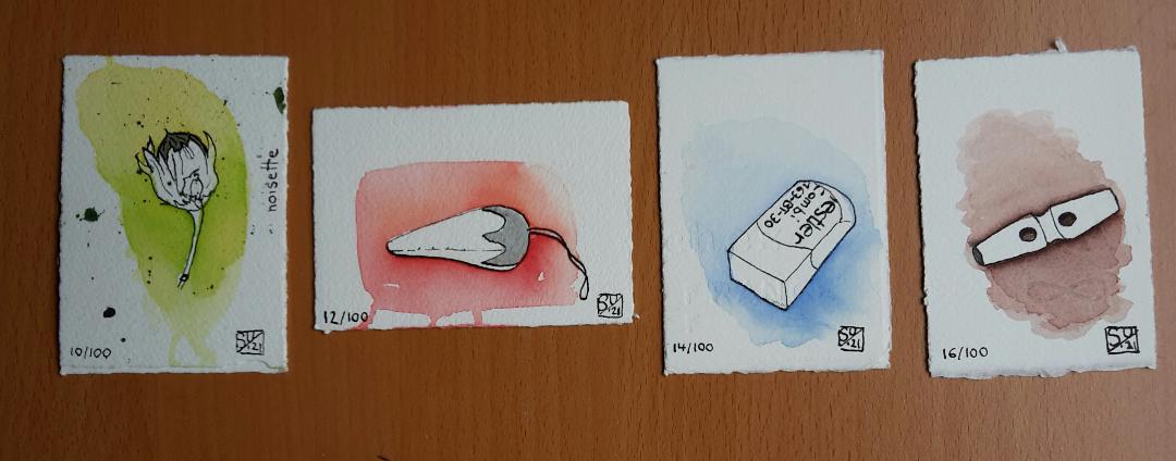 100 watercolor splashes and pen and ink drawings - image 13 - student project