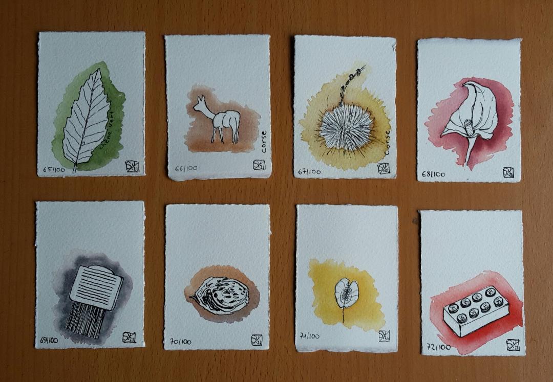 100 watercolor splashes and pen and ink drawings - image 5 - student project