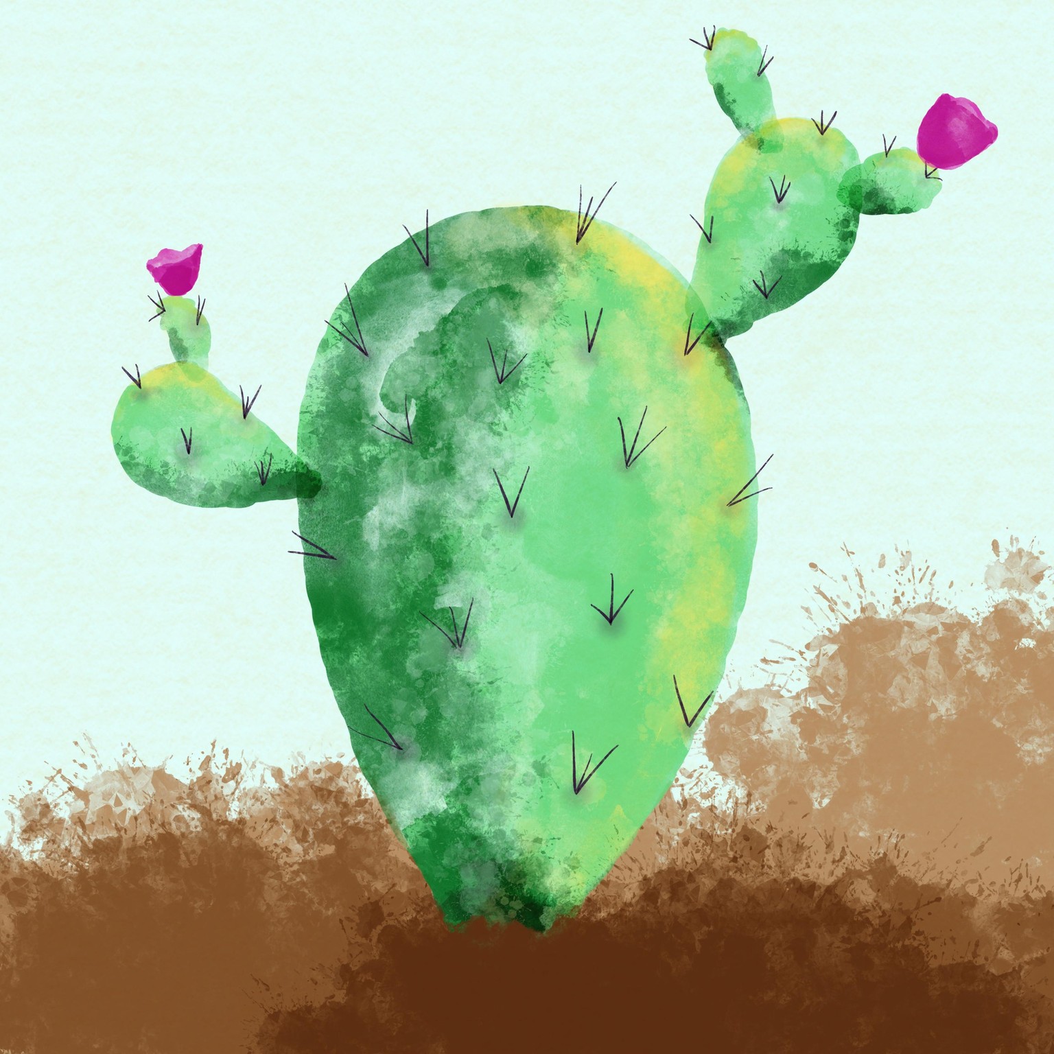 Watercolor Cactus - image 1 - student project