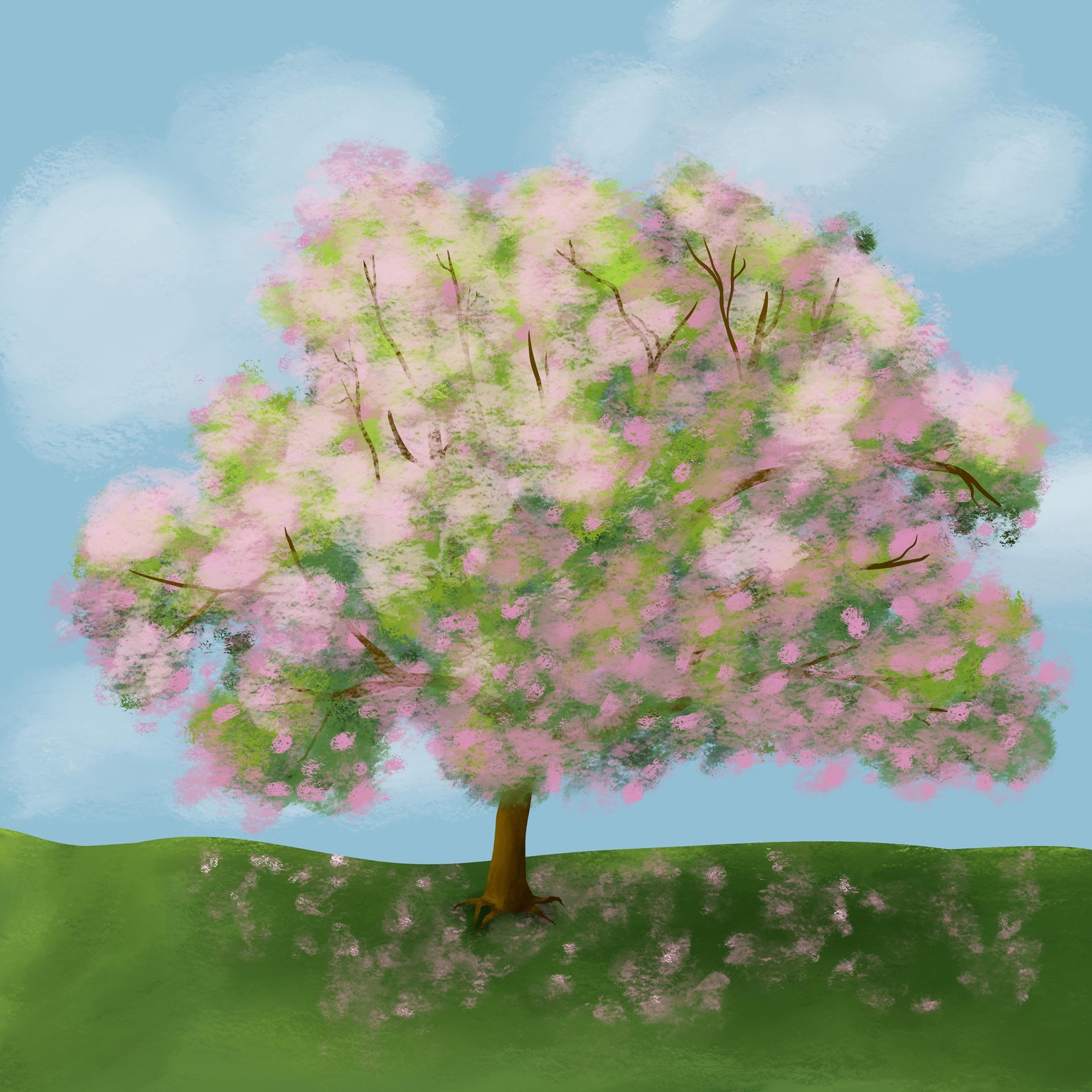 Gouache Blooming Apple Tree - image 1 - student project