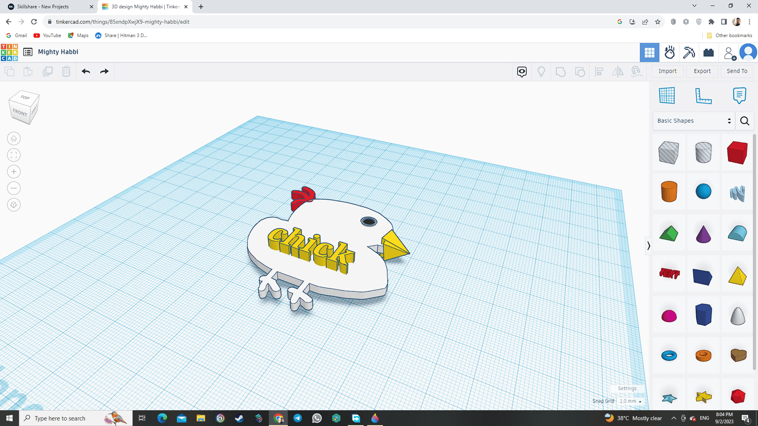 chicken sketch on Tinkercad - image 1 - student project