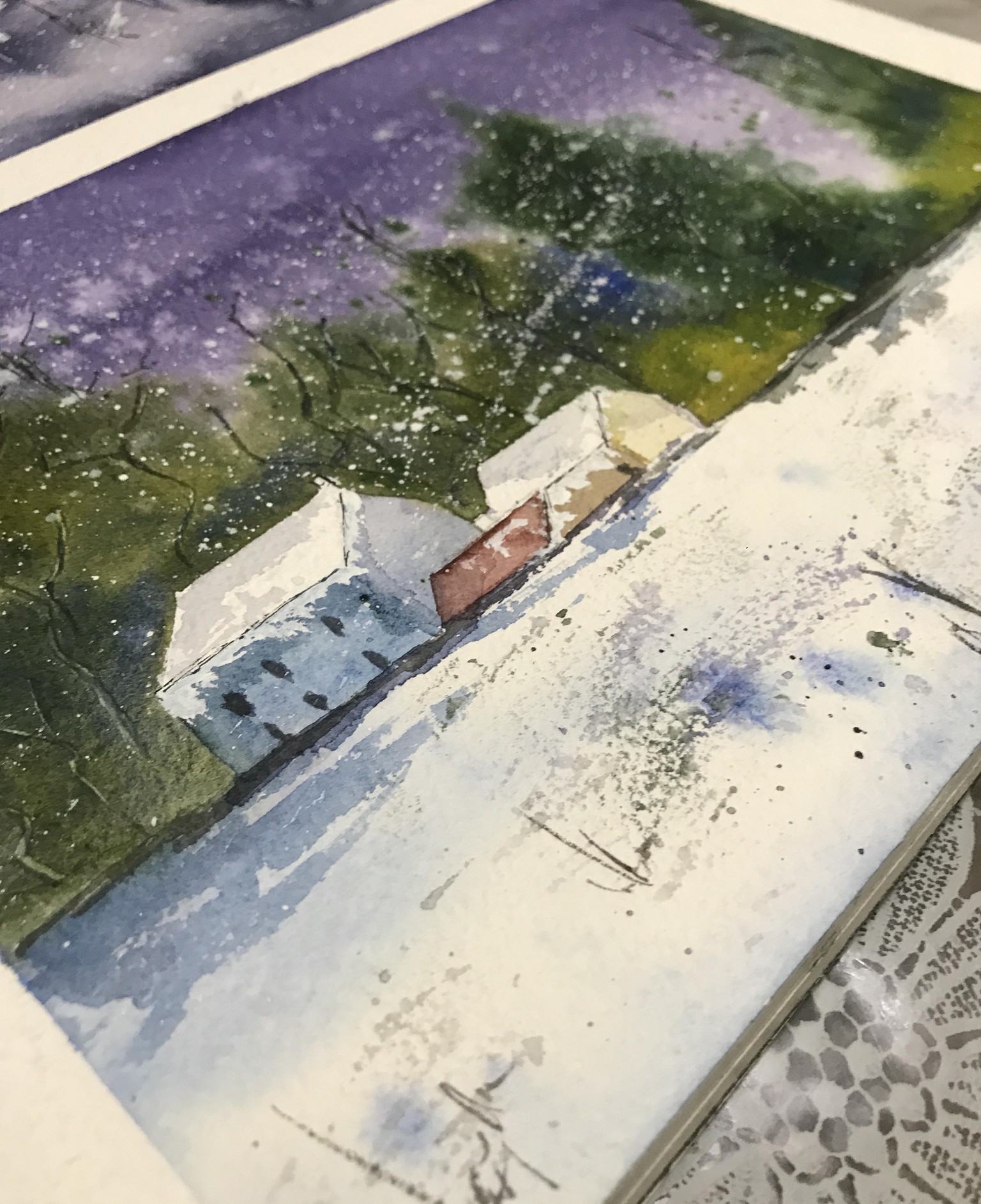 Moody Winter Watercolour Landscapes - image 1 - student project