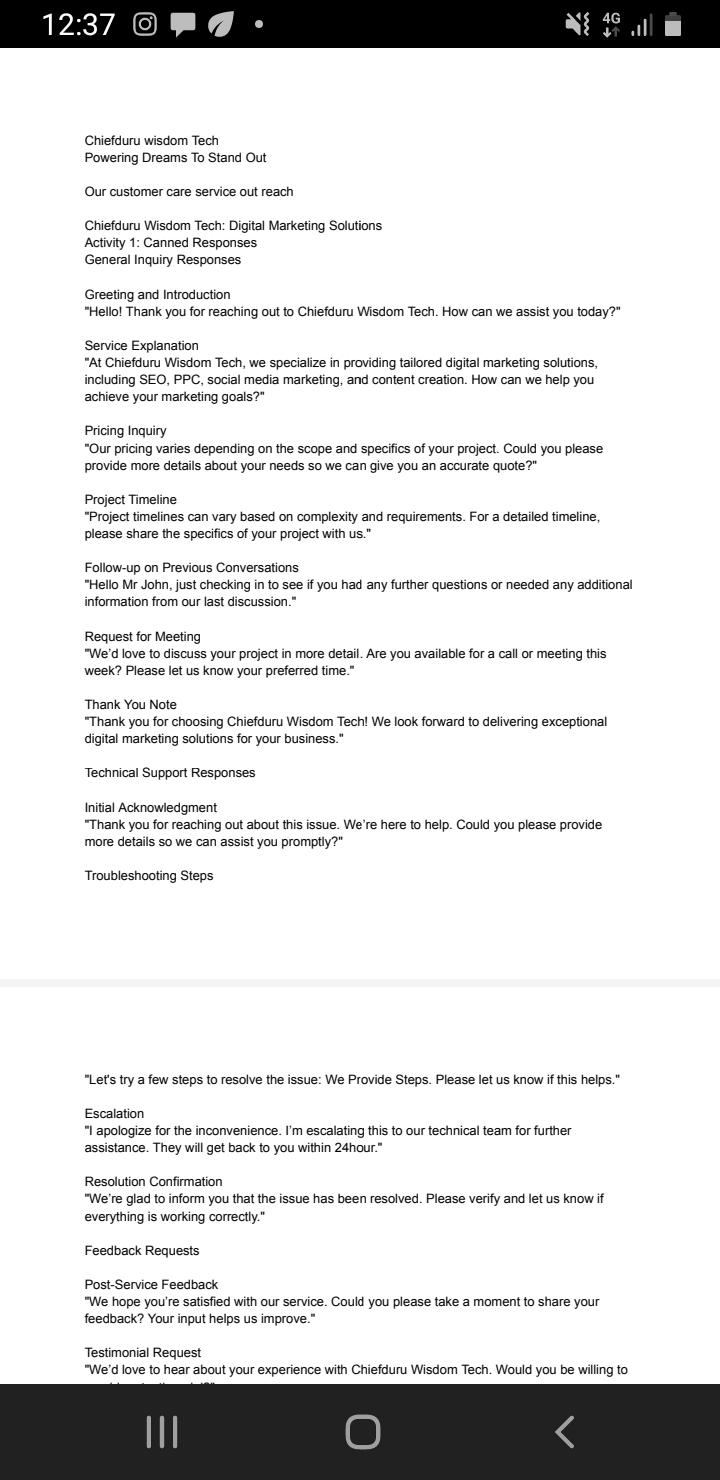 Chiefduru wisdom Tech: ( customer care agent experience detailed) - image 1 - student project