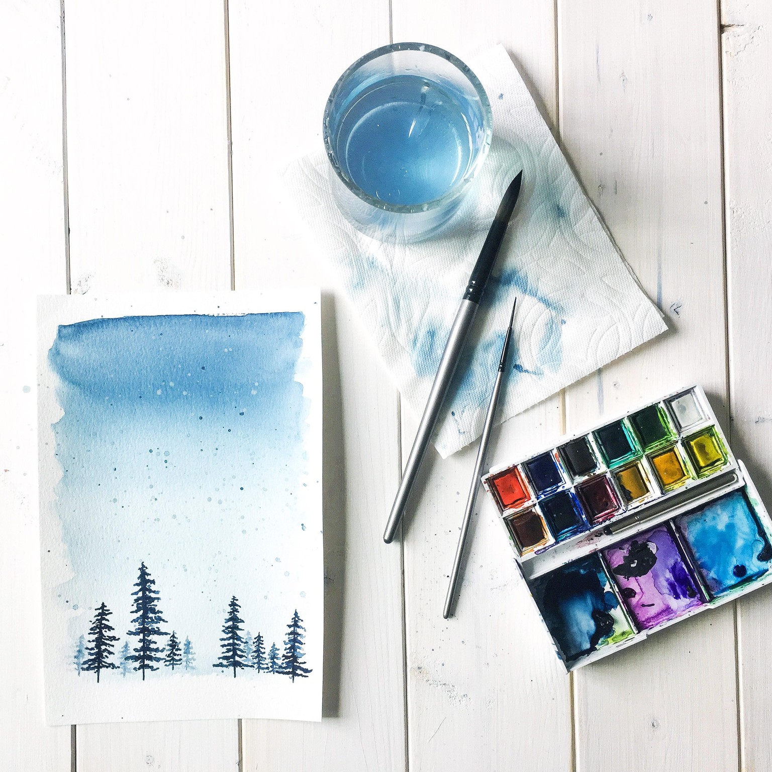 Watercolor Night Sky - image 2 - student project