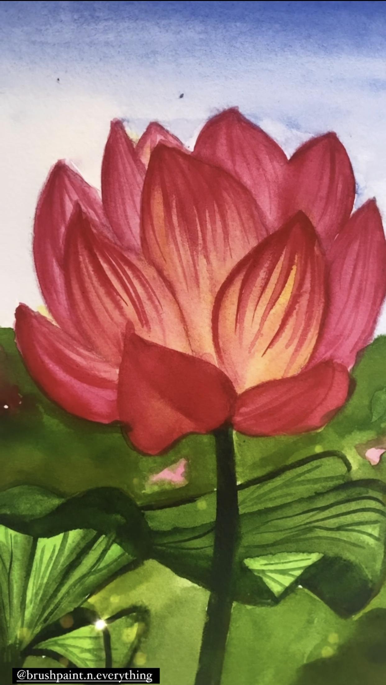 Watercolor lily and Lotus - image 2 - student project
