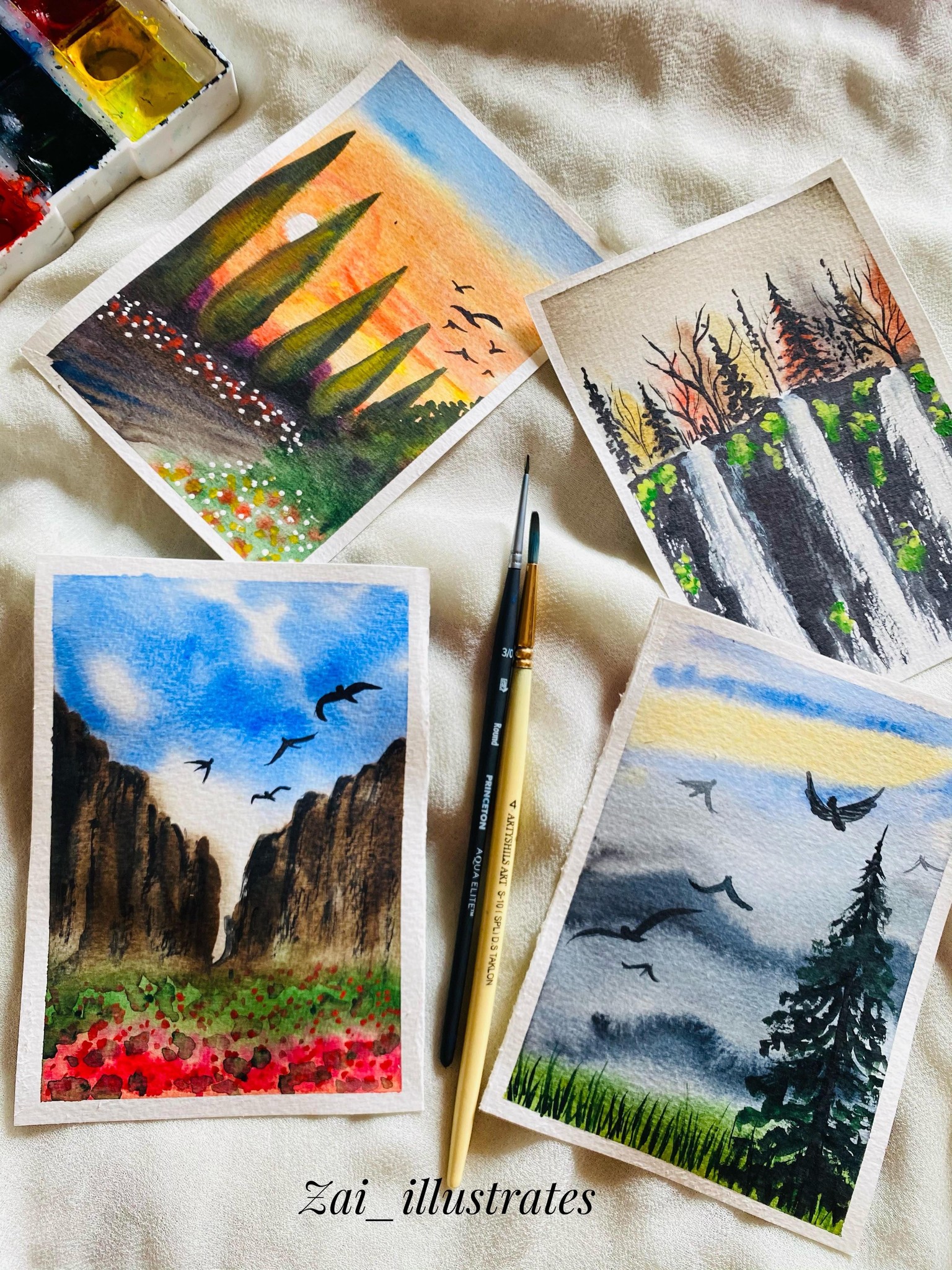 Watercolor landscapes - image 1 - student project
