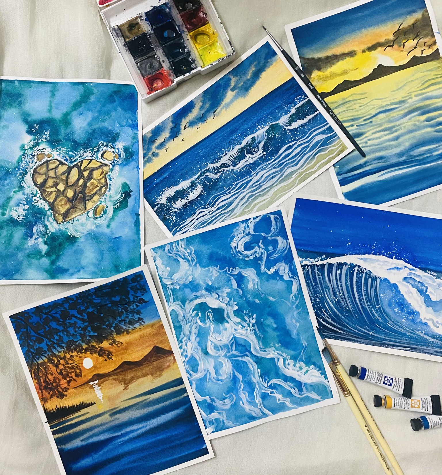 watercolor ocean waves 2.0 - image 1 - student project