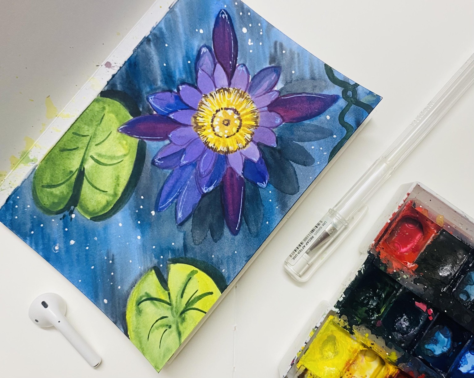 Watercolor lily and Lotus - image 1 - student project