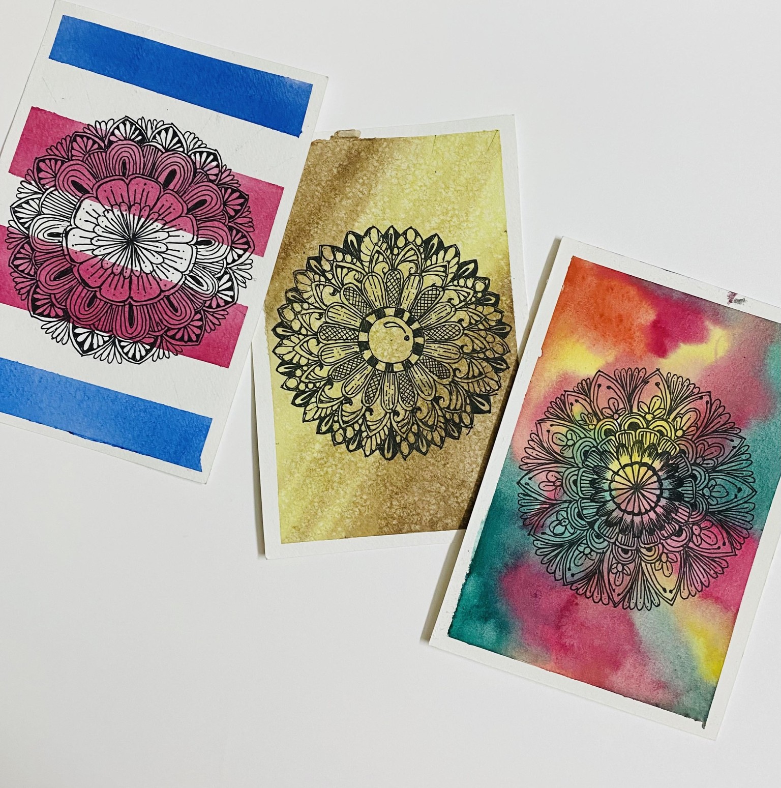 Mandalas with watercolor backgrounds - image 1 - student project