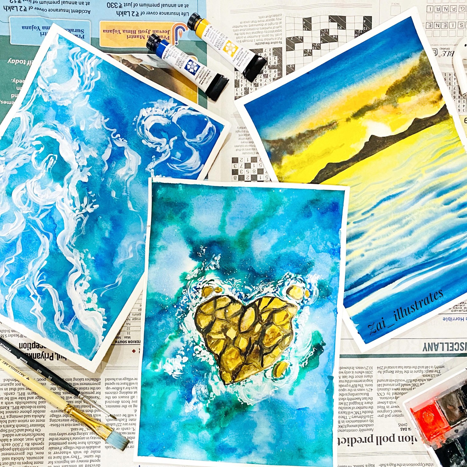 watercolor ocean waves 2.0 - image 2 - student project