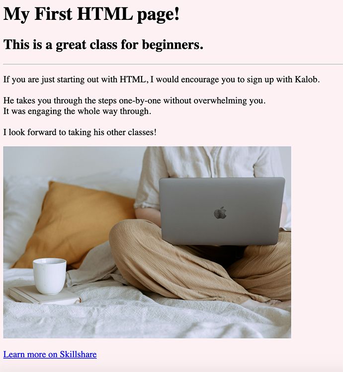 Beginner HTML - image 1 - student project